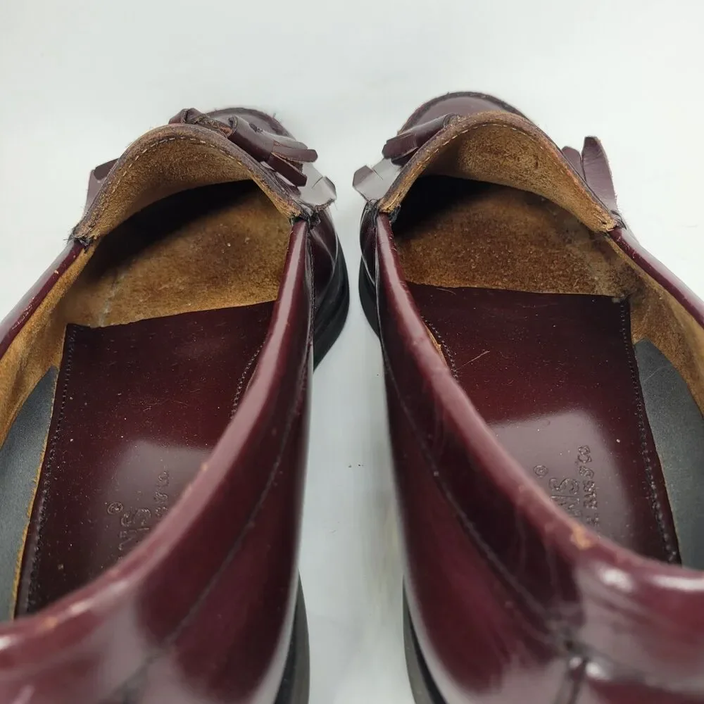 Bass Weejuns Mens Burgundy Leather Kilted Tasseled Rubber Sole Loafers  US 9.5 M